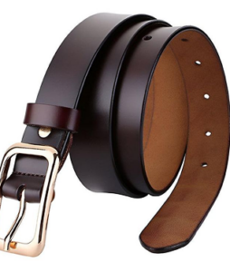 Ceinture en cuir lisse pour femme à boucle simple, modèle Leona - Cognac _ 95 cm
